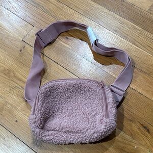 Cozy Sherpa Crossbody Belt Bag in Blush Pink